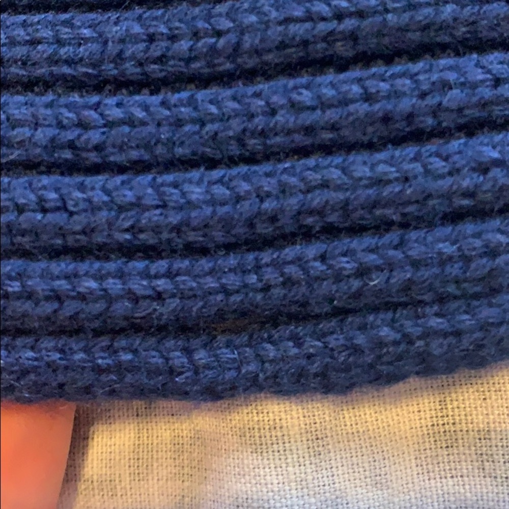 Burberry London Navy Blue Rib Knit Wool Scarf - Picture 7 of 9